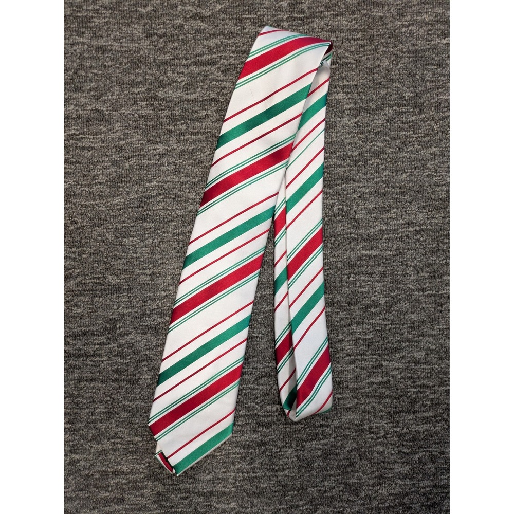 Johnson Brothers Necktie Women's One Size Red Green White Christmas Striped Tie